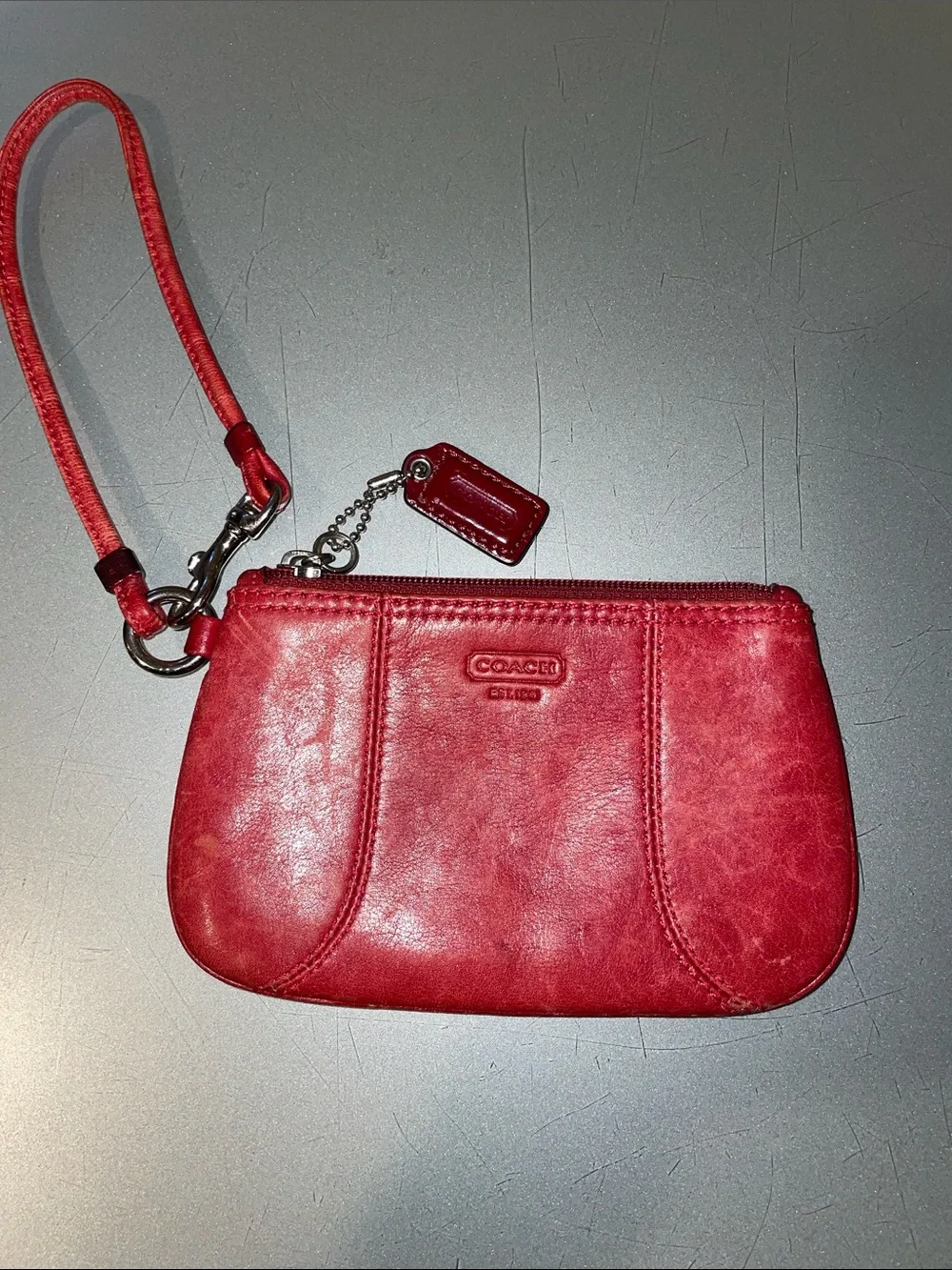 Coach Red Leather Wristlet with Detachable Strap